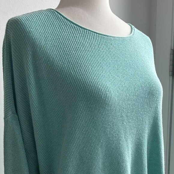 Eileen Fisher Seafoam Italian Organic Linen-Cotton Knit Boatneck Sweater – US XL - Picture 1 of 11